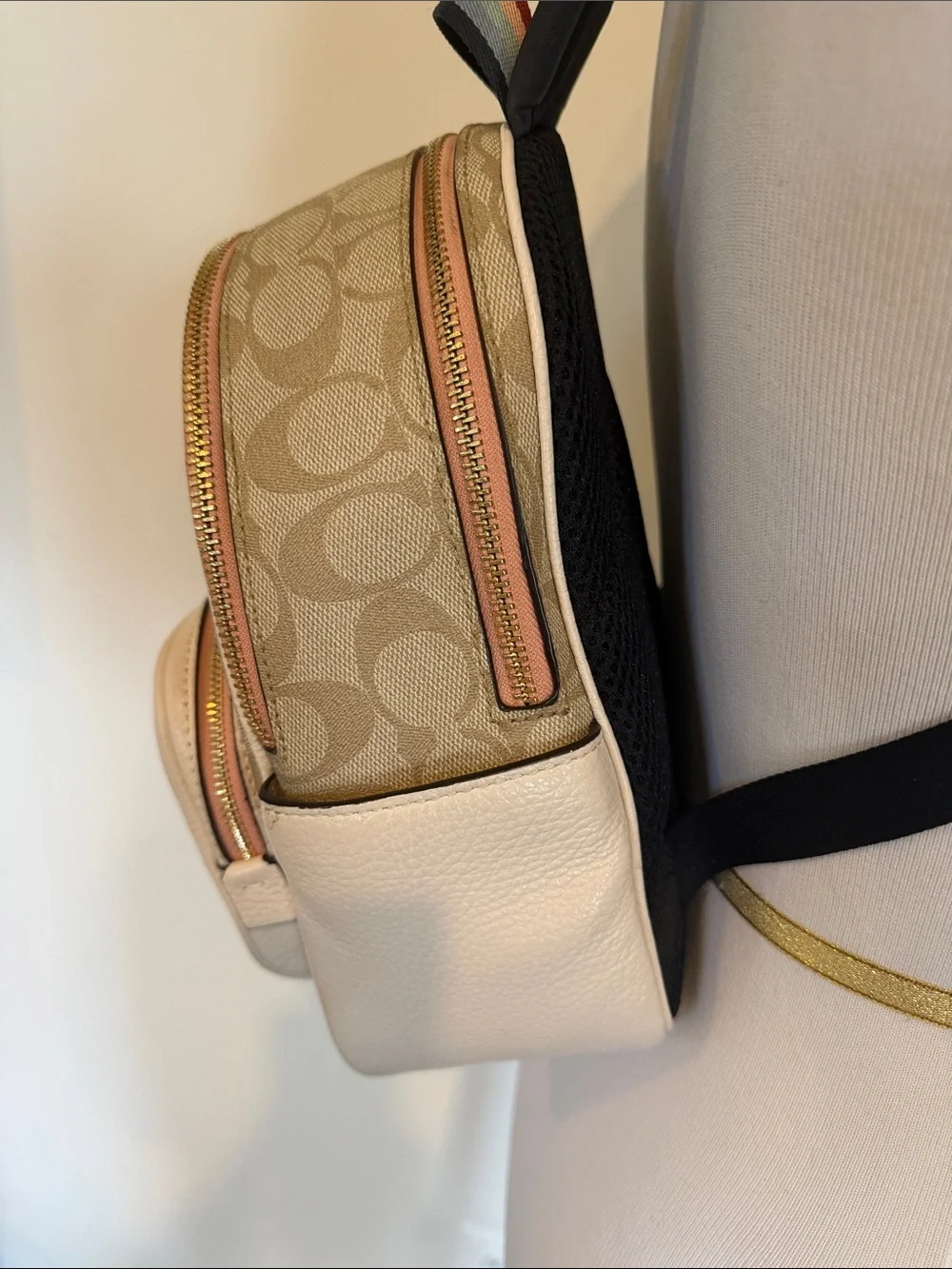 Coach Cream Signature Mini Backpack with Yellow Pear Motif